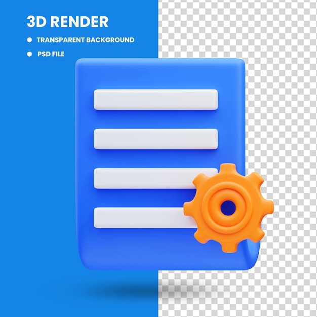 Renderowanie 3d Ilustracji Ikony Dokumentu Ustawienia