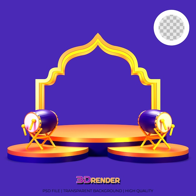 Renderowanie 3d ilustracji podium islamskiego Ramadanu do lokowania produktu