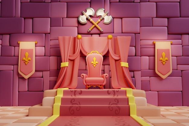 Renderowanie 3D ilustracji pokoju królewskiego