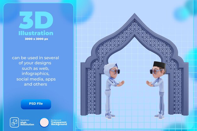 Renderowanie 3d Ilustracji Postaci Ramadan