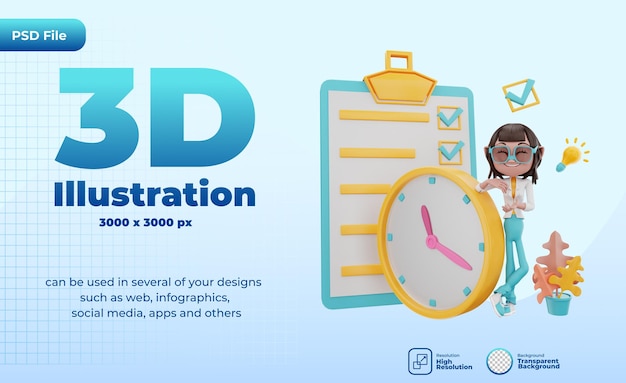 Renderowanie 3d Ilustracji Zarządzania Czasem