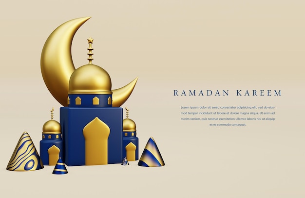 PSD renderowanie 3d islamskich powitań na ramadan