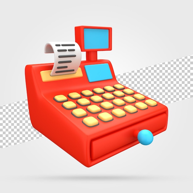 renderowanie 3d kasy fiskalnej