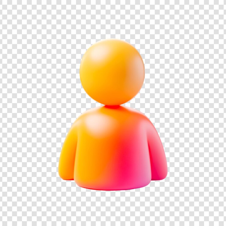 PSD renderowanie 3d kolorowej ikony użytkownika gradient pomarańczowy różowy symbol profilu awatara człowieka