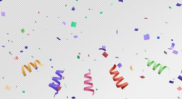 PSD renderowanie 3d kolorowych konfetti latających