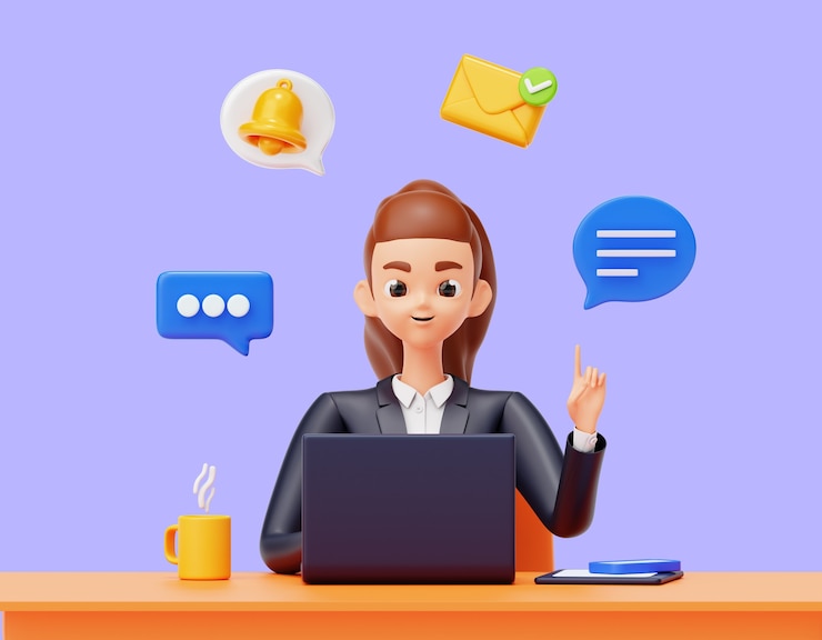 PSD renderowanie 3d kompozycji postaci bizneswoman