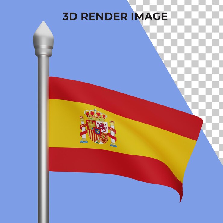 PSD renderowanie 3d koncepcji flagi hiszpanii hiszpania święto narodowe premium psd