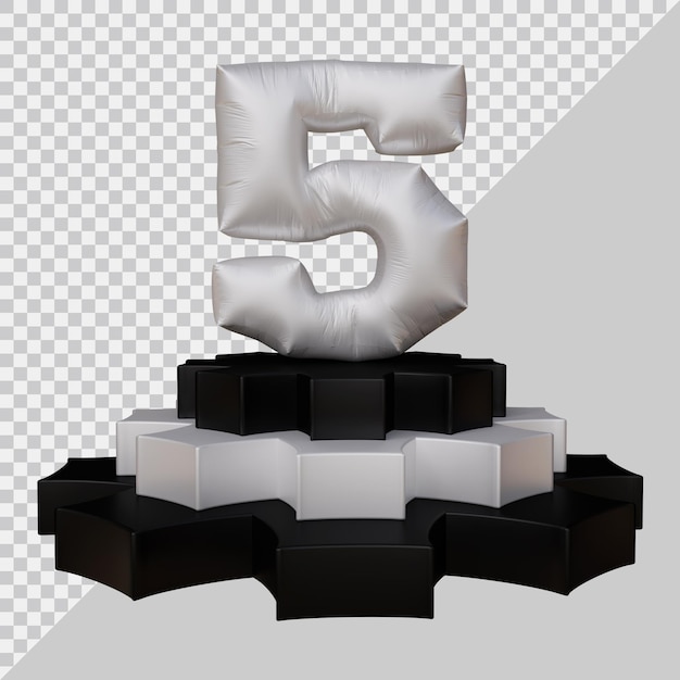 Renderowanie 3d Liczby 5 Na Podium