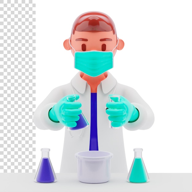 Renderowanie 3D lub ilustracja Naukowiec