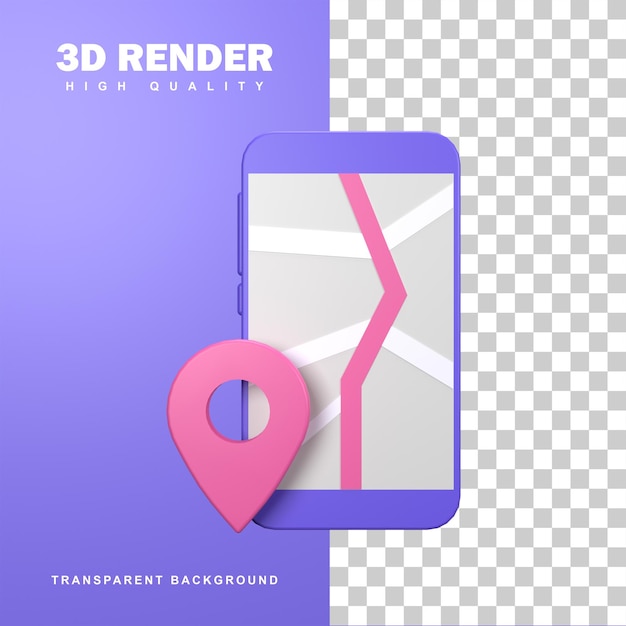 PSD renderowanie 3d narzędzia gps navigator, aby wskazać drogę.