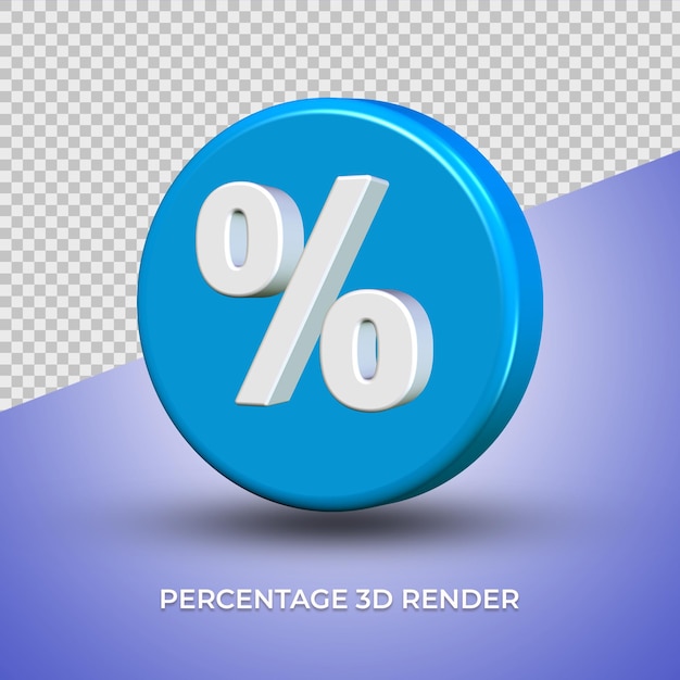 PSD renderowanie 3d niebieskich metek z cenami z symbolami procentowymi w środku