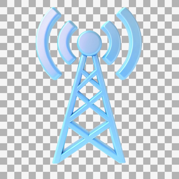 Renderowanie 3D niebieskiej wieży antenowej