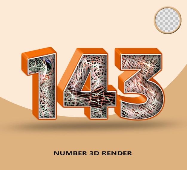 Renderowanie 3D numer 143 linia pomarańczowa błyszcząca z abstrakcyjną linią fali
