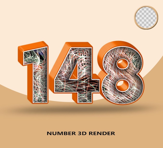 Renderowanie 3D numer 148 linia pomarańczowa błyszcząca z abstrakcyjną linią fali
