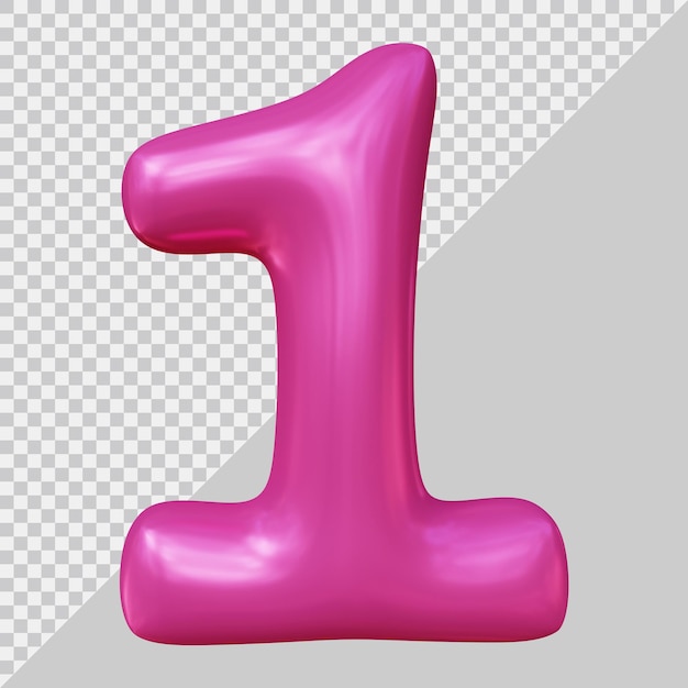 Renderowanie 3d numeru 1 w nowoczesnym stylu