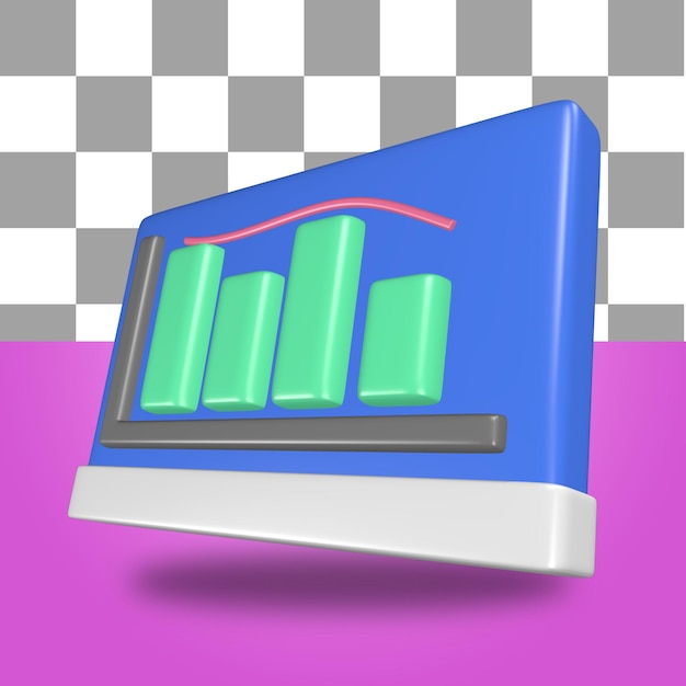 Renderowanie 3d obiektów ikony tablicy prezentacyjnej z wizualizacją statystyk wewnątrz infografiki