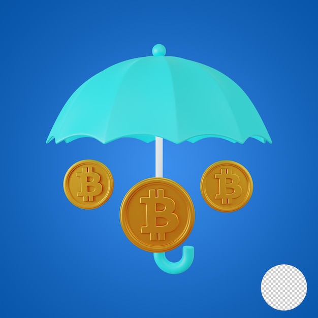 PSD renderowanie 3d parasola bitcoin money safety