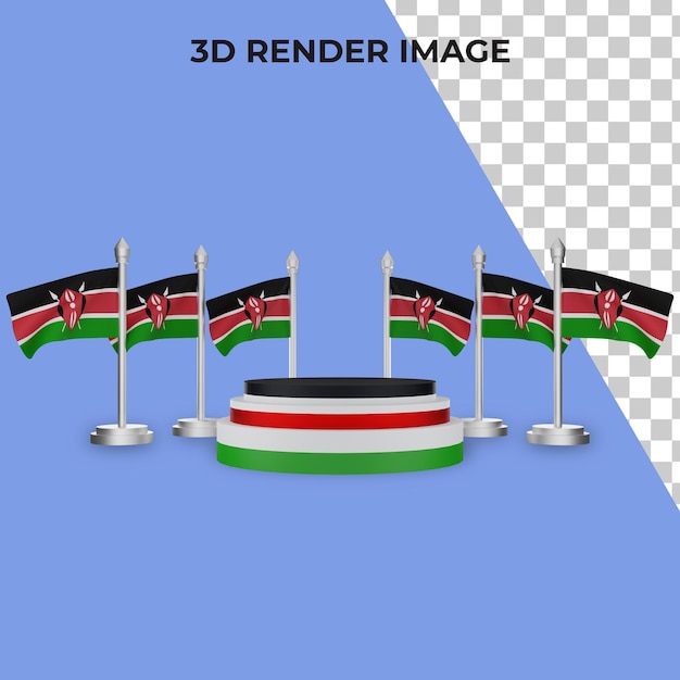 PSD renderowanie 3d podium z koncepcją święta narodowego w kenii