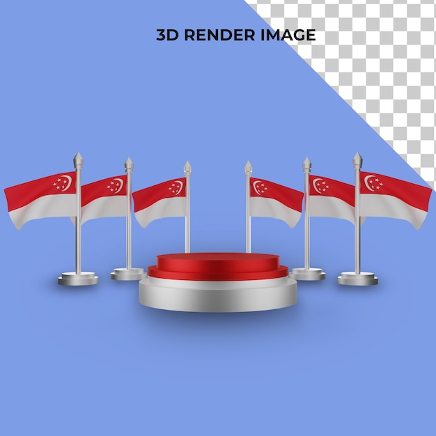 Renderowanie 3d Podium Z Koncepcją święta Narodowego W Singapurze