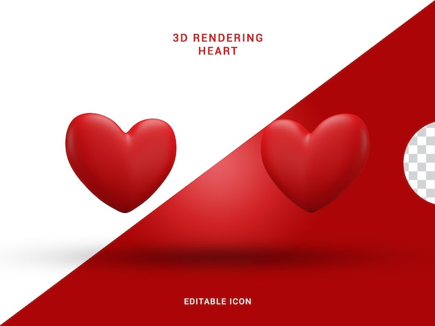 Renderowanie 3D Podwójna ikona czerwone serce walentynki
