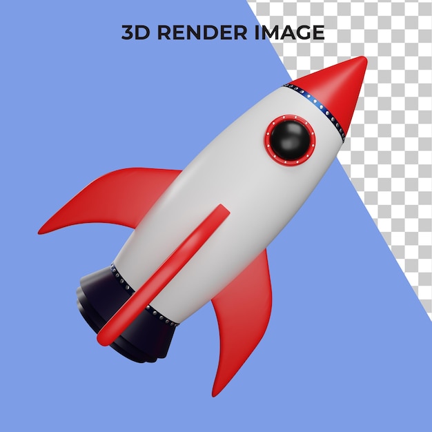 Renderowanie 3d rakiety premium psd