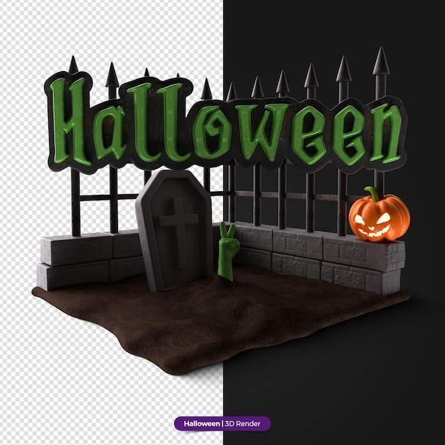 PSD renderowanie 3d realistycznej sceny terroru halloween