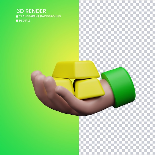 Renderowanie 3d Słodkiej Dłoni Ze Złotem