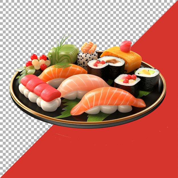 Renderowanie 3d Słynnego Japońskiego Dania Sushi Na Przezroczystym Tle Wygenerowano Ai