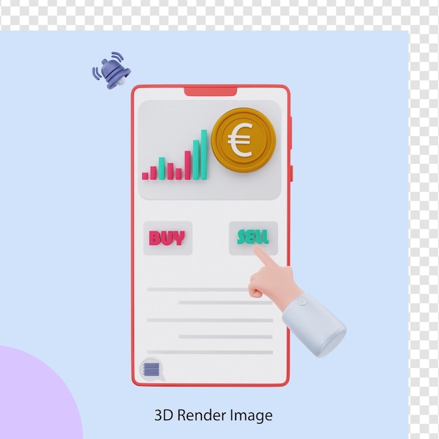 Renderowanie 3D sprzedające euro za pomocą telefonu komórkowego