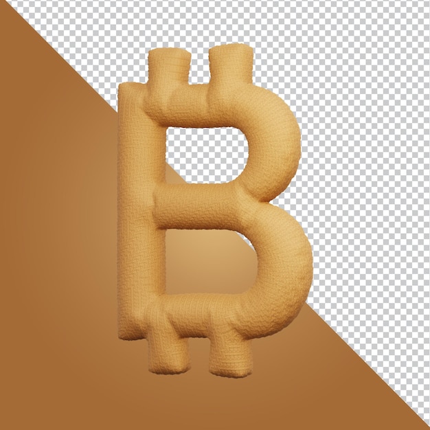 Renderowanie 3d symbolu bitcoin alfabetu na białym tle
