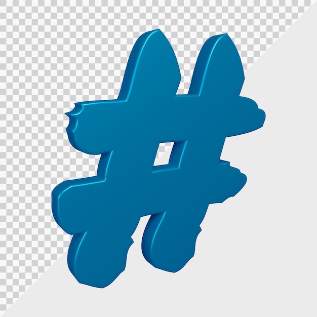 PSD renderowanie 3d symbolu hashtag