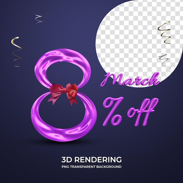 Renderowanie 3d Szczęśliwego Międzynarodowego Dnia Kobiet
