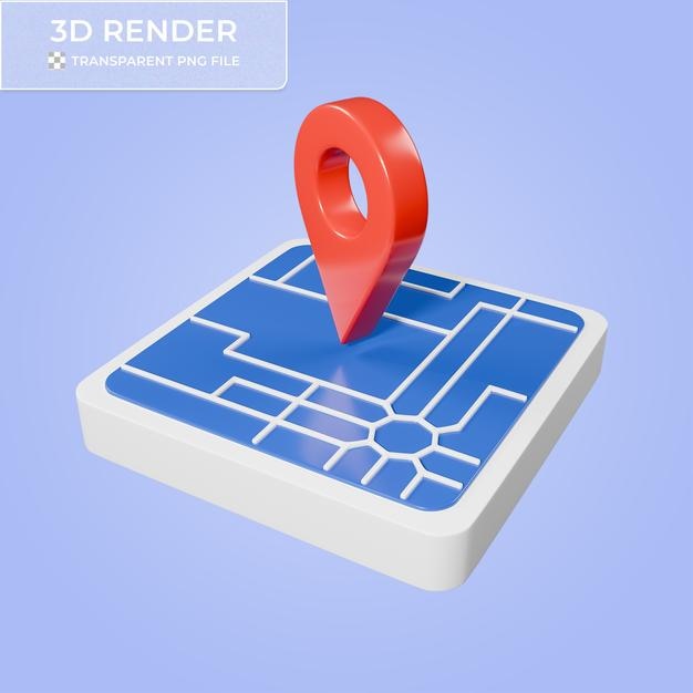 Renderowanie 3D szpilki lokalizacji na mapie kwadratowej