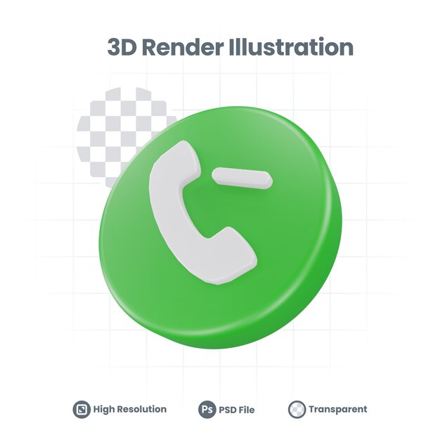 Renderowanie 3D Usuń ikonę połączenia dla aplikacji mobilnej w sieci Web Promocja w mediach społecznościowych