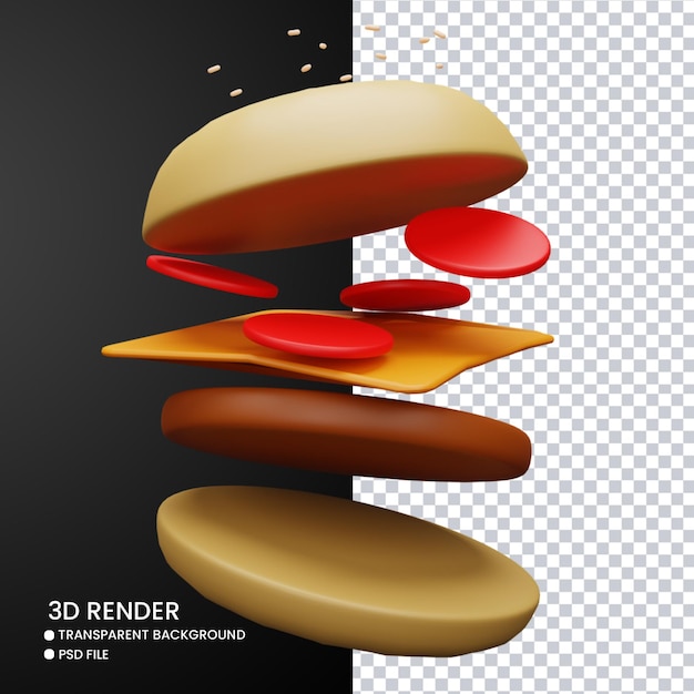 Renderowanie 3d warstwy burgera