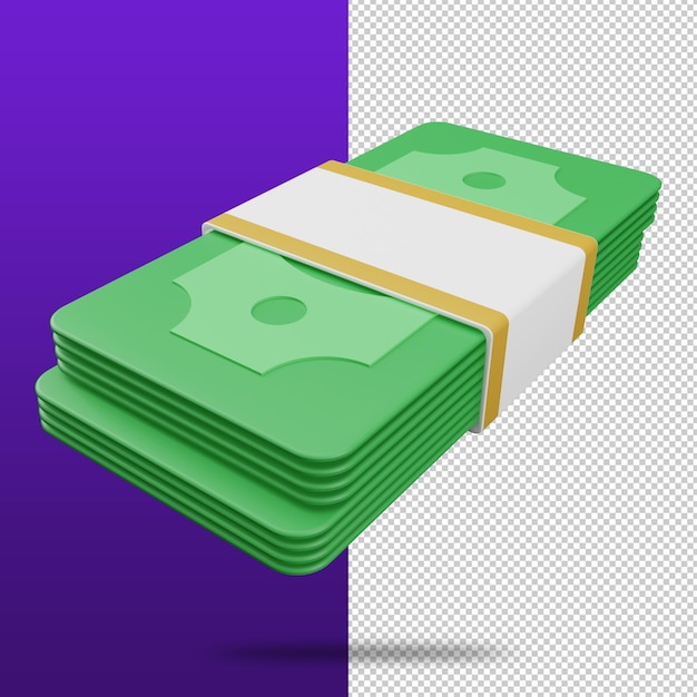 Renderowanie 3D wiązek ikona gotówki koncepcja oszczędzania pieniędzy