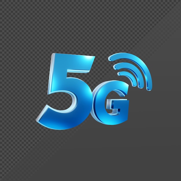 PSD renderowanie 3d widoku perspektywicznego ikony sygnału internetowego 5g pięciu piątej generacji