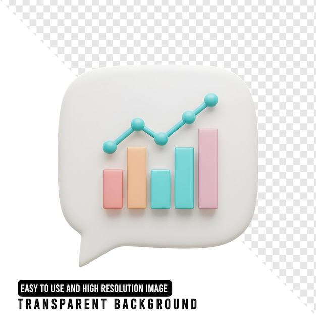 Renderowanie 3D wykresu biznesowego w bańce mowy