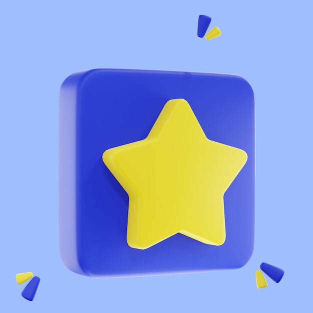 Renderowanie 3D Złota gwiazda Blask gwiazda emoji Magiczny element