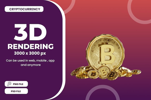 Renderowanie 3D złote bitcoiny