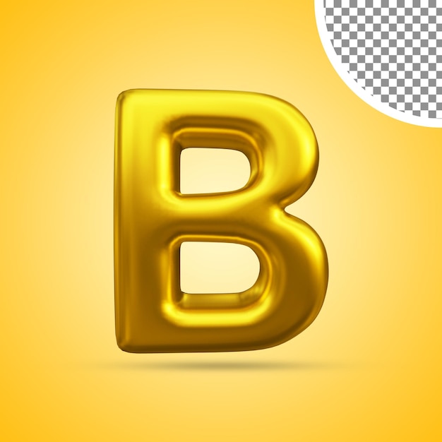 PSD renderowanie 3d złotego efektu tekstowego wielka litera b