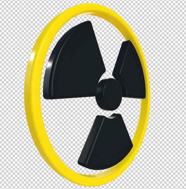 PSD renderowanie 3d znaku radioaktywnego na przezroczystym tle. widok z boku