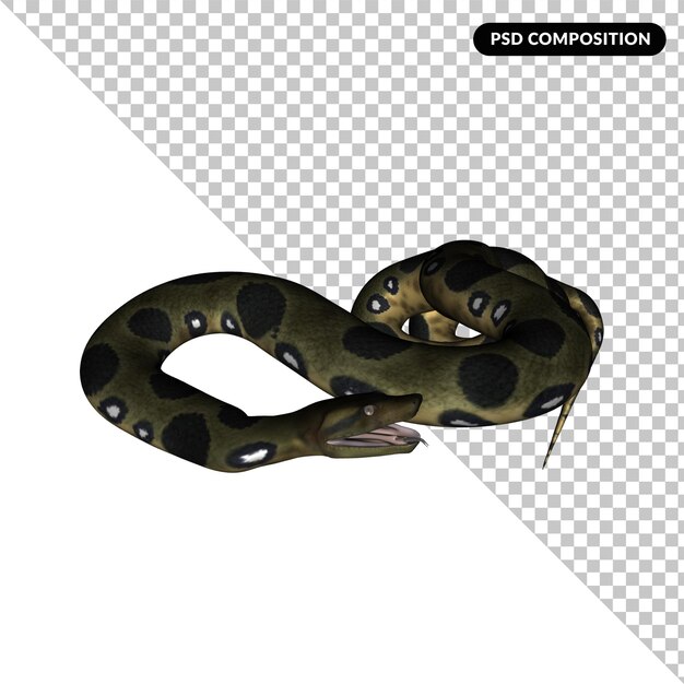 PSD renderowanie 3d zwierzęcia węża na białym tle
