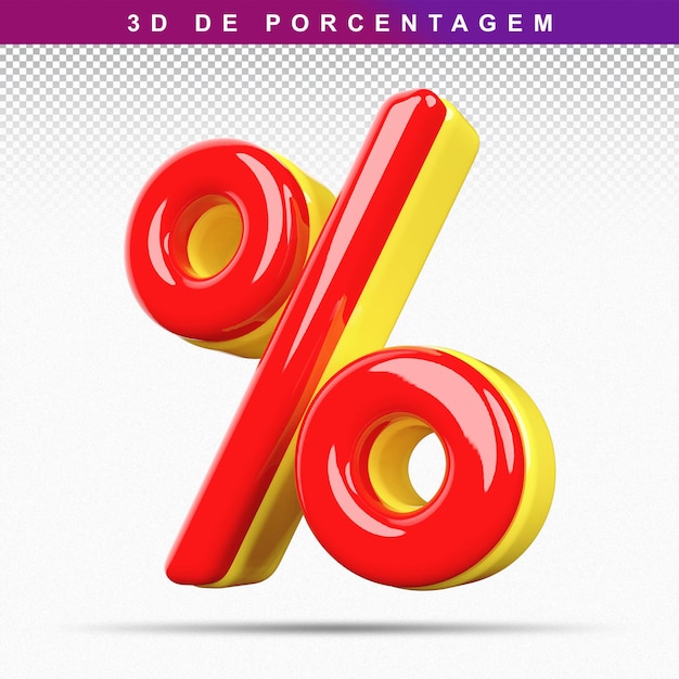Renderowanie czerwonego symbolu procentowego 3D