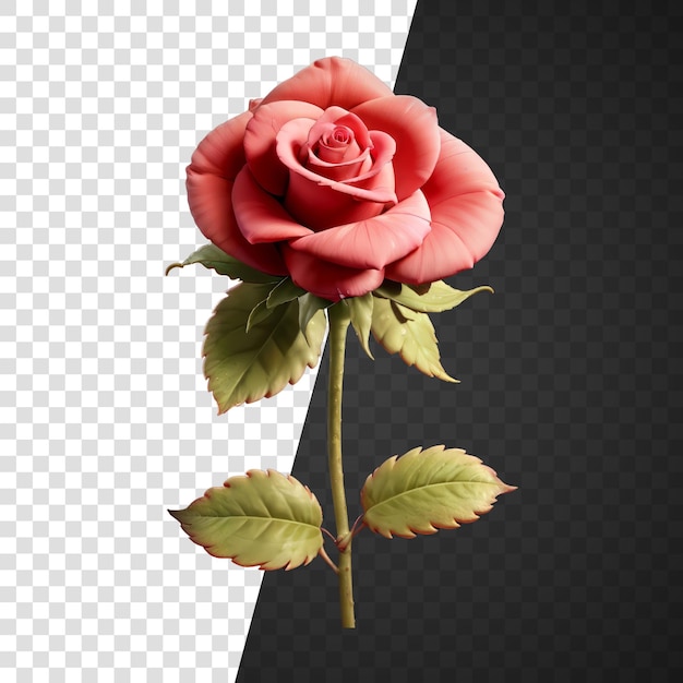 PSD renderowanie czerwony kwiat róży na białym tle