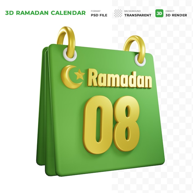 PSD renderowanie ikon 3d islamskiego kalendarza ramadanu