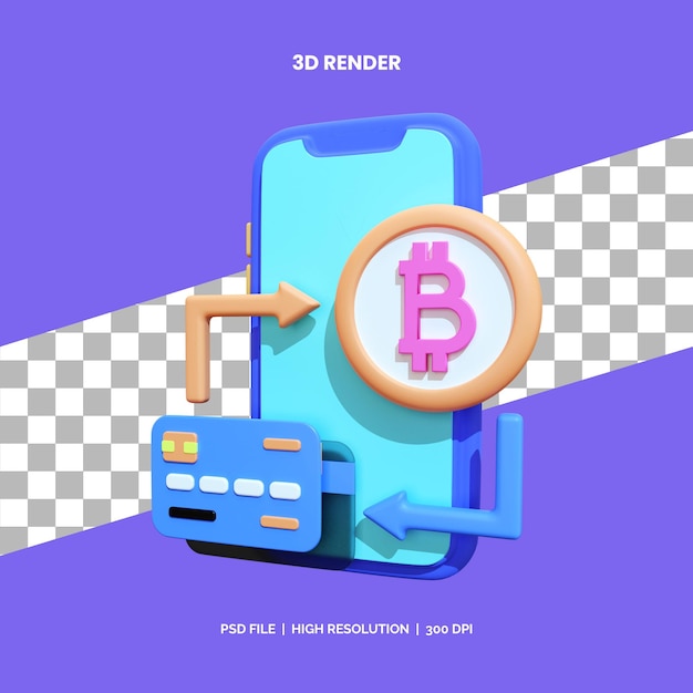 Renderowanie Ikon 3d Wymiana Bitcoinów