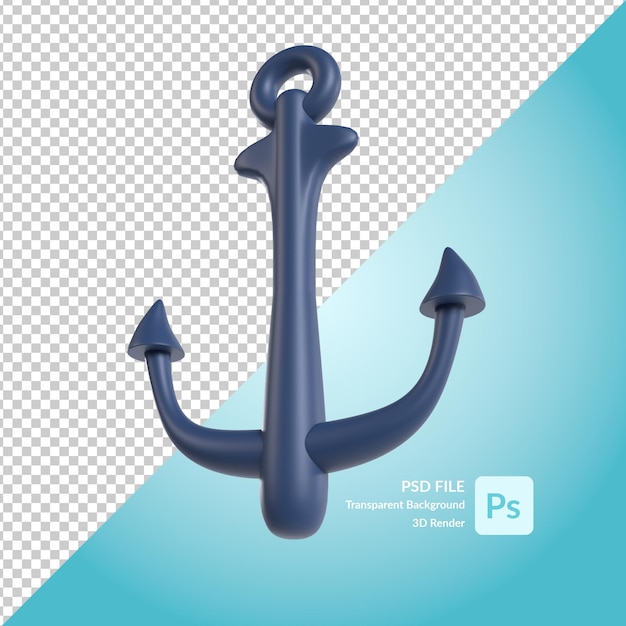 PSD renderowanie ilustracji 3d kotwicy