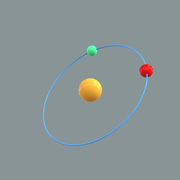 Renderowanie ilustracji 3d zwężenia orbity atomu