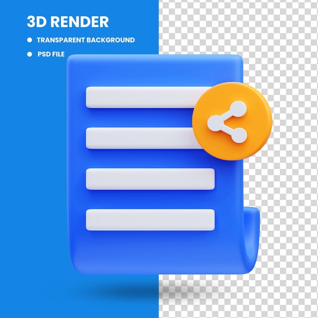 Renderowanie Ilustracji Ikony Udostępniania Dokumentów 3d